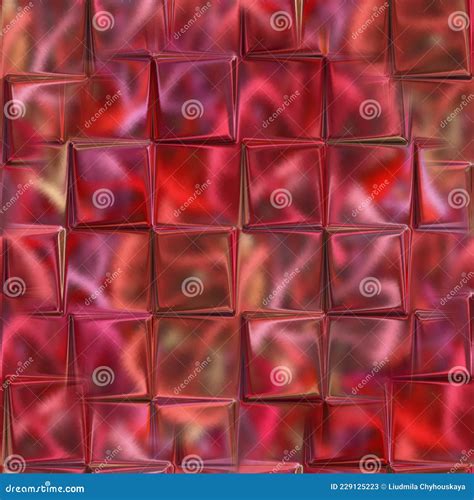 Seamless Red Texture With Protruding Cubes Glass Squares Stick Out Unevenly From The Surface