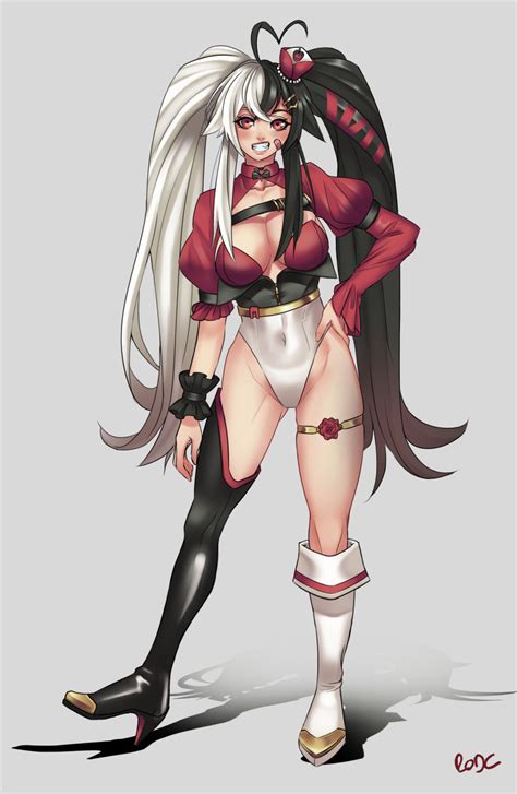 Rule 34 Female Only Long Hair Mixed Hair Color Momotexx Vtuber Red Eyes Twintails Virtual