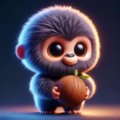 premium photo realistic  illustration   cute cartoon monkey