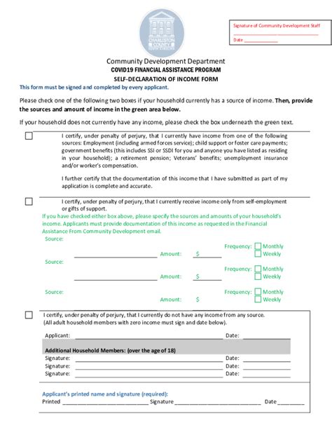 Fillable Online Applicant Self Declaration Of Income Form Fax Email Print Pdffiller