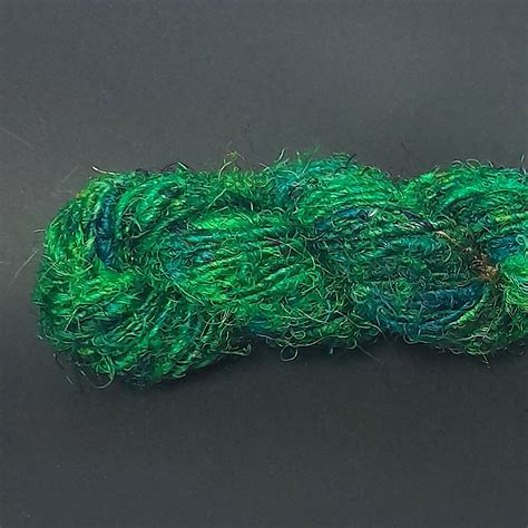 Recycled Sari Silk Yarn Green 100g George Weil