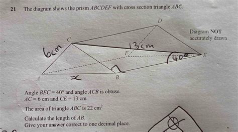 Solved The Diagram Shows The Prism Abcdef With Cross Section