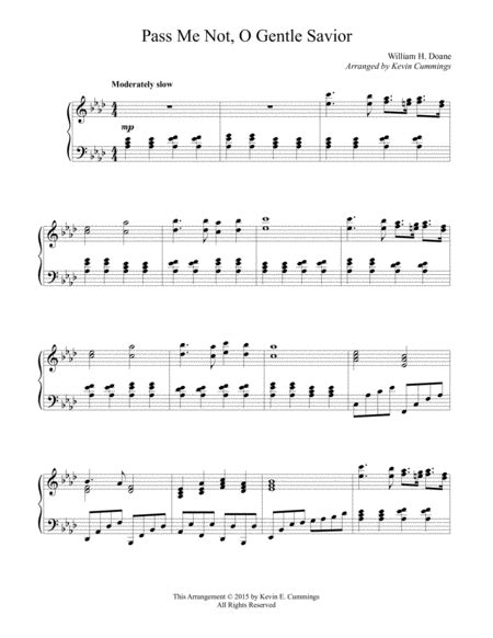 Pass Me Not O Gentle Savior By William H Doane Piano Solo Digital Sheet Music Sheet