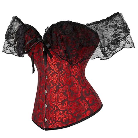 Fakkduk Women Renaissance Corsets Lace Corset Off The Shoulder Corset