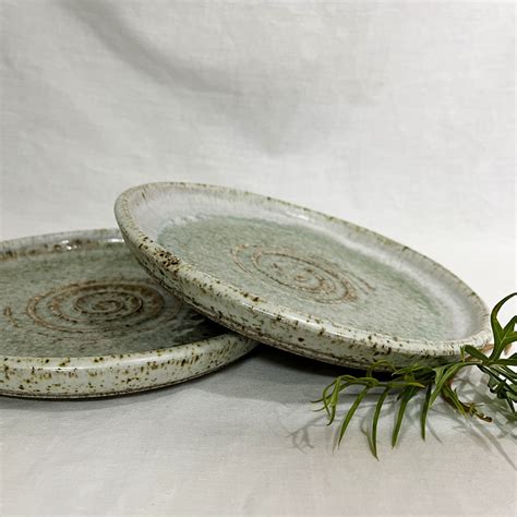 Hand Thrown Ceramic Round Plates Ash Glaze Town Country Gallery