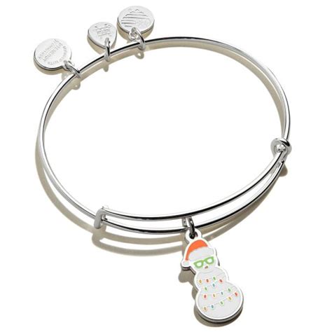 Alex And Ani Holiday Snowman Charm Bangle Bracelet Shiny Silver