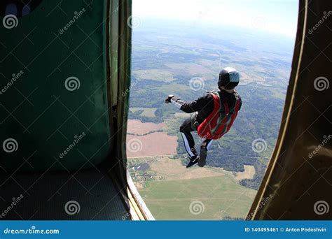 Skydiving A Skydiver Has Just Jumped Out Of A Plane Editorial Image