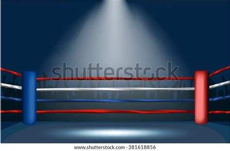 Boxing Ring Surrounded By Crowd Wide Stock Vector (Royalty Free) 381618856