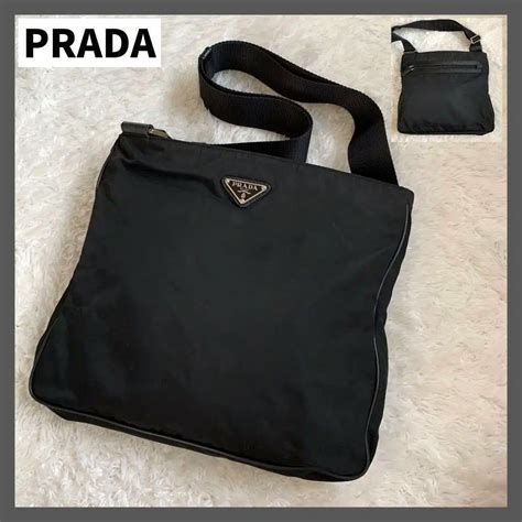 美品 Prada プラダ ショルダーバッグ ナイロン 三角プレート 黒