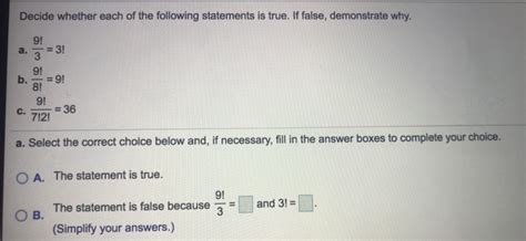 Solved Decide Whether Each Of The Following Statements Is Chegg