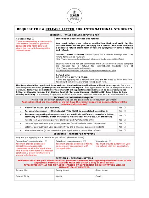 fillable  deakin  request   release letter  fax email