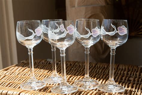 5 Aperitif Glasses With Flowers 2oz Vintage Small Port Or Liqueur Glasses With Roses T