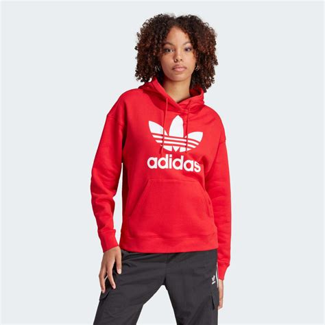 adidas Trefoil Hoodie - Red | Women's Lifestyle | adidas US