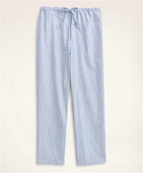 Brooks Brothers Mens Cotton Oxford Stripe Pajamas Blue Brooks Brothers