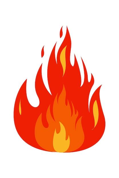 Icon Flat Flame Fire Fireball Red Hot Campfire Yellow Heat Wildfire And Bonfire Burn Power Fiery