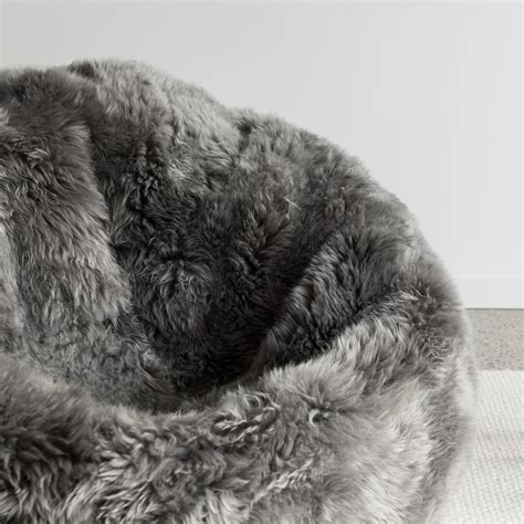 Wool Sheepskin Bean Bag Chair Dark Gray Corcovado Design Usa