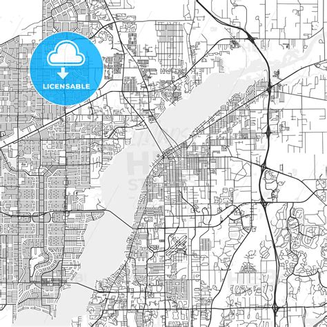 Fort Myers, Florida - Area Map - Light - HEBSTREITS