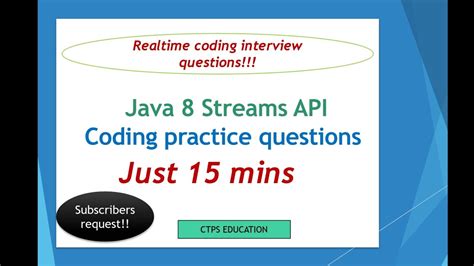 Java 8 Programming Interview Questions Java 8 Coding Interview Questions Streams Api Youtube