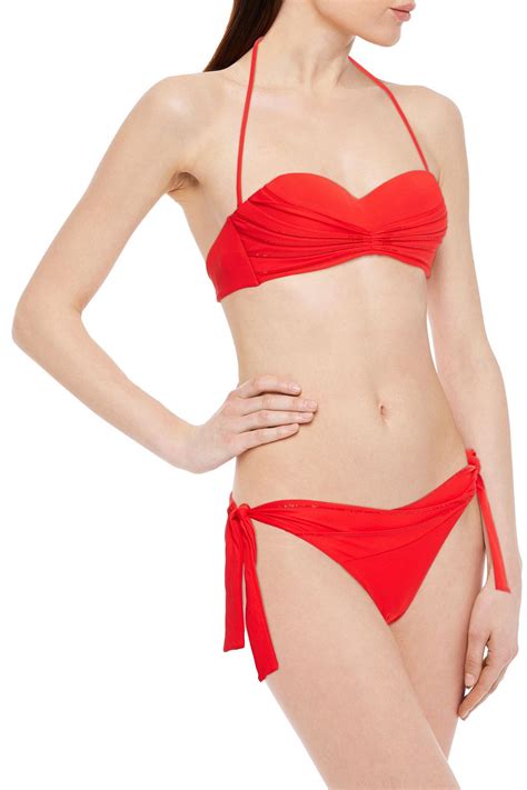 La Perla Sequin Embellished Halterneck Bikini Top The Outnet