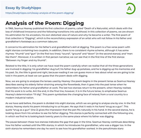 Analysis of the Poem: Digging Essay Example | StudyHippo.com