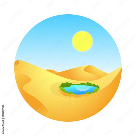 Vector drawing of an oasis in the desert Stock Vector | Adobe Stock