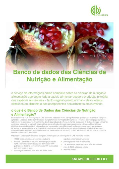 Pdf Banco De Dados Das Ci Ncias De Nutri O E Alimenta O Pdf