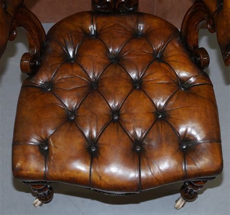 Antique William Iv Aged Brown Leather Chesterfield Fully Restored