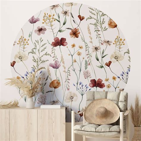 Fototapete Bunte Wildblumen Florale Tapete Un Designs Rund Wall