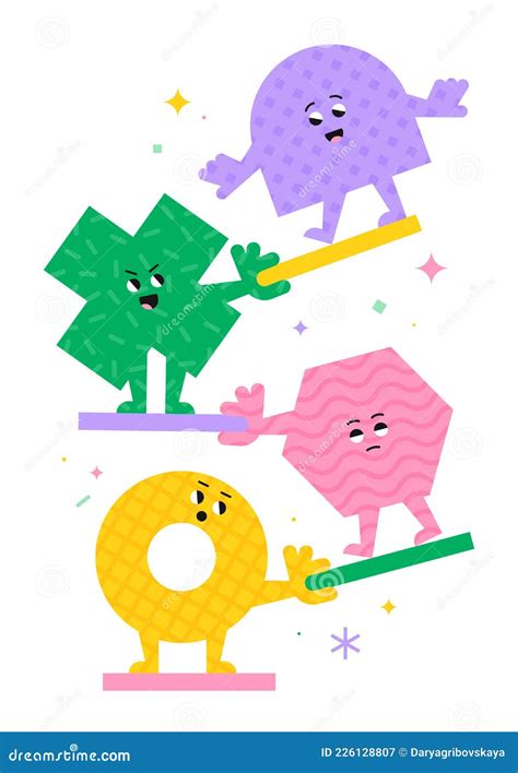 Cartoon Geometric Shapes Characters Vector Illustration | CartoonDealer ...