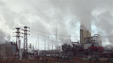 Industrial Enterprise With Cloudy Fumes Smoke Emission Causing Air