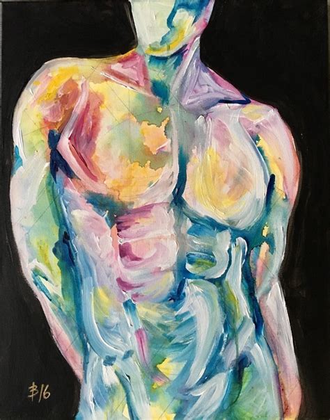 A Painting Of A Man S Torso And Chest In Pastel Colors On A Black