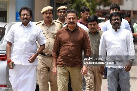 Makkal Needhi Maiam President Kamal Haasan with senior party members ...