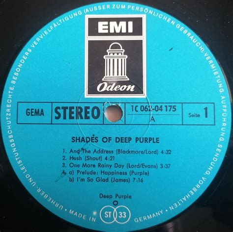 Lp Deep Purple Shades Of Deep Purple Ex 1969 1 Ger Aukro