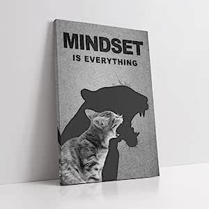 Amazon KAWAHONE Motivational Wall Art Mindset Is Everything Cat