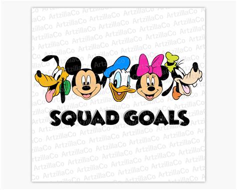 Fab Five Squad Goals Pluto Goofy Mickey Mouse Minnie Mouse Etsy