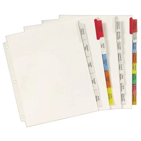 Avery 9 X 11 Big Tab Extra Wide Insertable Dividers For Laser And