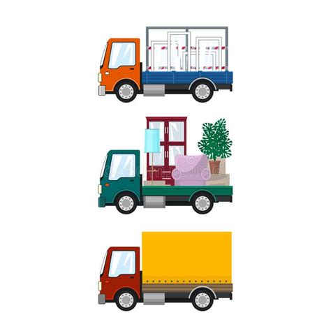 Ensemble De Camions De Cargaison Sur Un Fond Blanc Illustration De