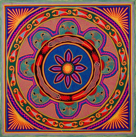 A Traditional Huichol Yarn Painting Shamanism