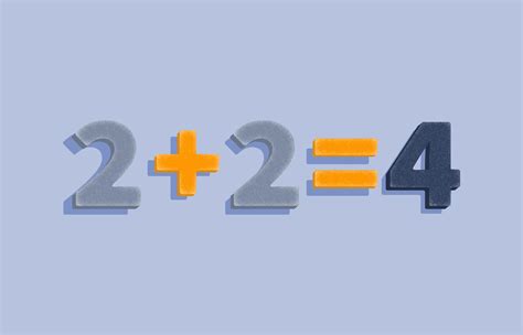 Two Plus Two Equals Four Correct Stylish Numbers Design Vector