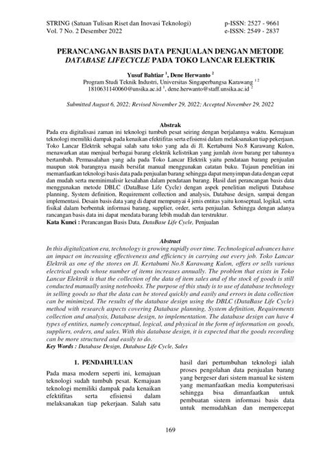 Pdf Perancangan Basis Data Penjualan Dengan Metode Database Lifecycle Pada Toko Lancar Elektrik