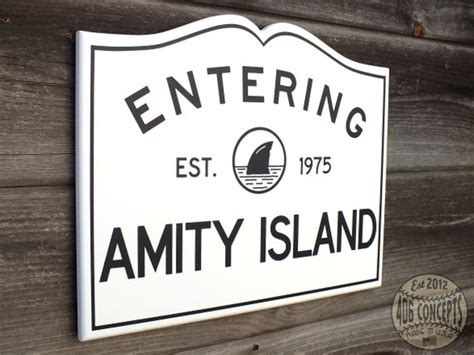 Painted Wooden Entering Amity Island Sign Etsy