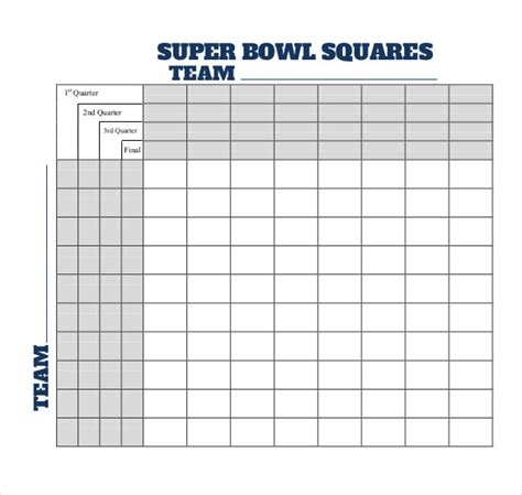 Super Bowl Squares Template | Free & Premium Templates