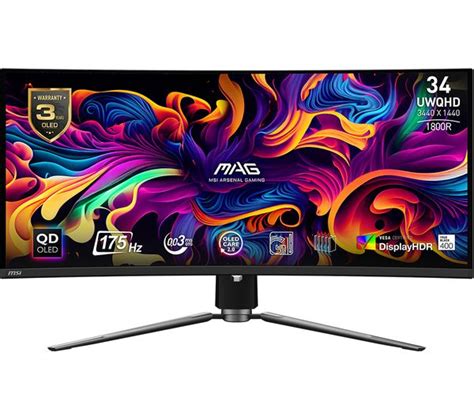 MSI MAG 341CQP QD Ultra Wide Quad HD 34 Curved OLED Gaming Monitor