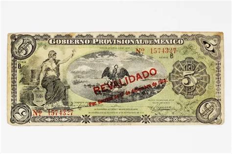 Billete 5 Pesos Revalidado Gobierno Provisional México 1914 en venta en