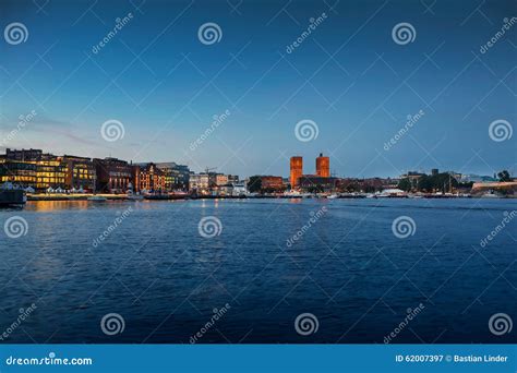 Oslo Skyline with City Hall at Sunset Stock Image - Image of capital ...