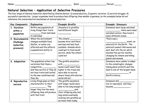 Natural Selection – Application of Selective Pressures