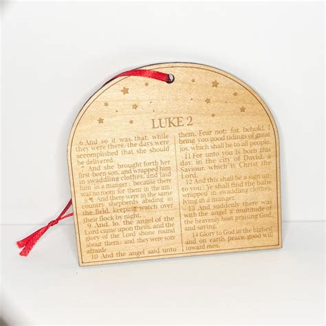 Wooden Nativity Ornament Luke 2 Bible Verse Ornament Christian