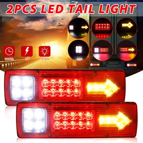 2x Utility Trailer Led Tail Light Kit Stop Rear Brake Turn Indicator Truck Lamp