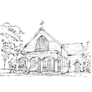 Church Wedding Venue Illustration Wedding Venue Sketch Custom Wedding