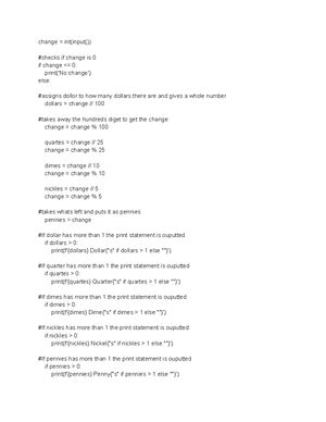 Solved A Cashier Distributes Change Using The Maximum Number